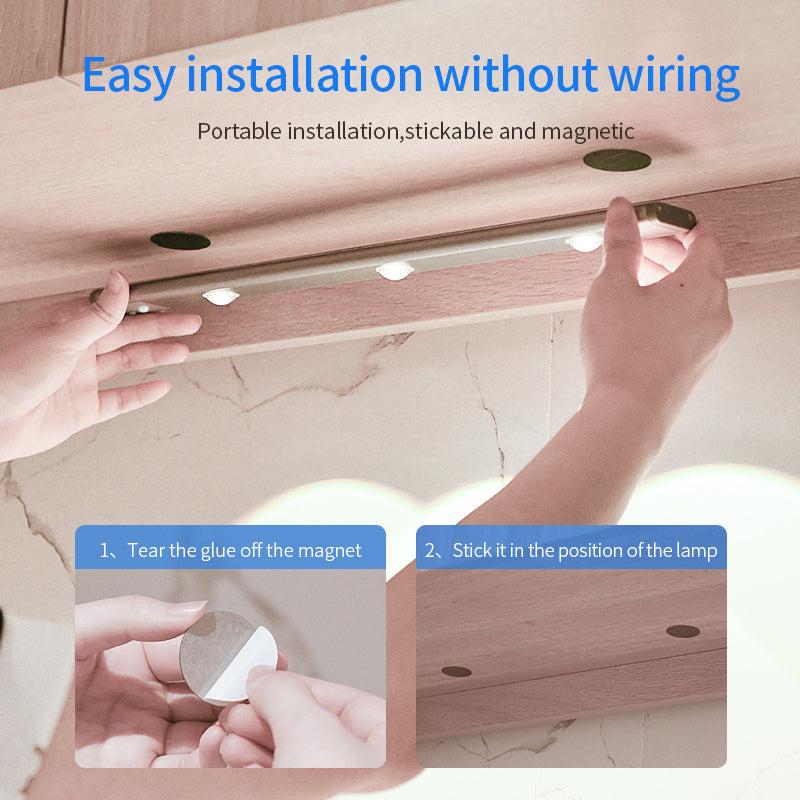 Rechargeable Motion Sensor LED Cabinet Light – Magnetic, Dimmable, Easy Installation