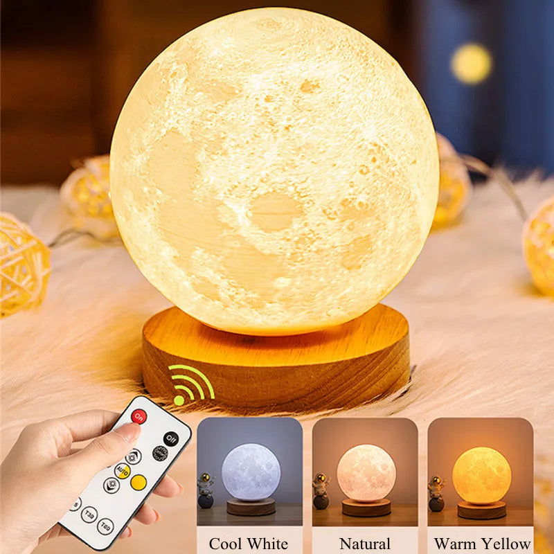 Magnetic Floating 3D Moon Lamp - Levitating LED Night Light with Touch Controlll